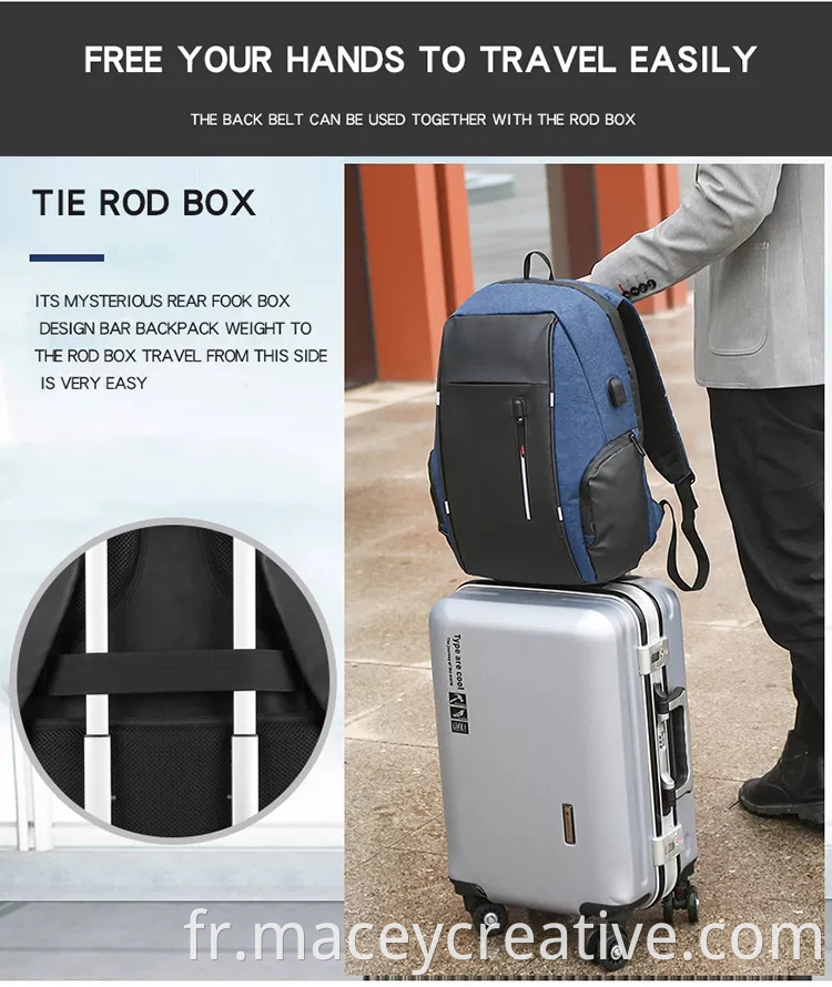 Backpack d'ordinateur portable Business de 15,6 pouces en polyester durable avec sac de sport de voyage en plein air USB